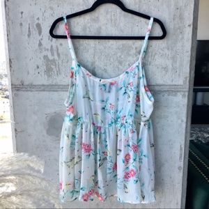 Torrid Floral Bird Chiffon Babydoll Cami 1